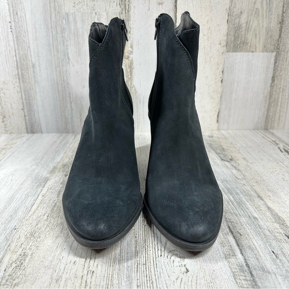 NEW Lucky Brand Loxona Black Leather Block Heel Ankle Boots #1033 - Picture 13 of 13